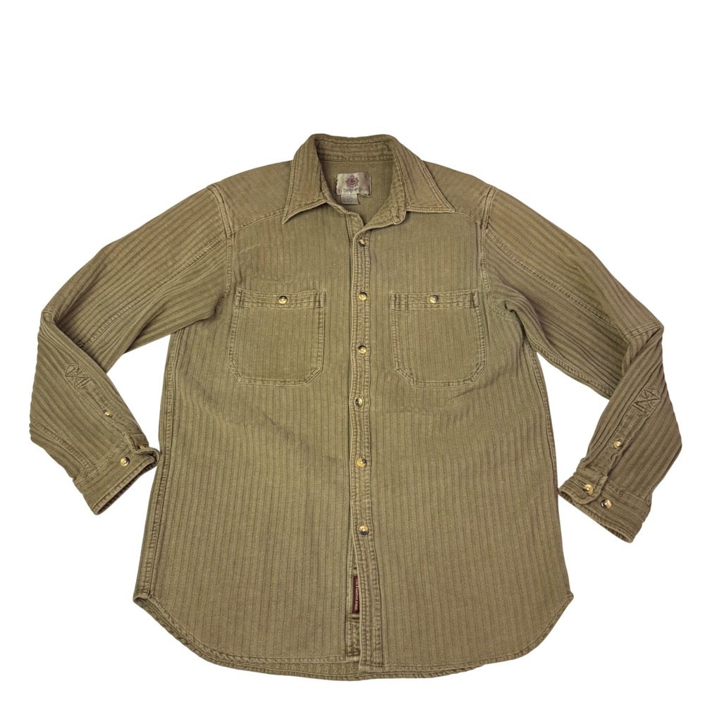 Y2K The Territory‎ Ahead Mens Long Sleeve Button Up Shirt Khaki Corduroy Size M